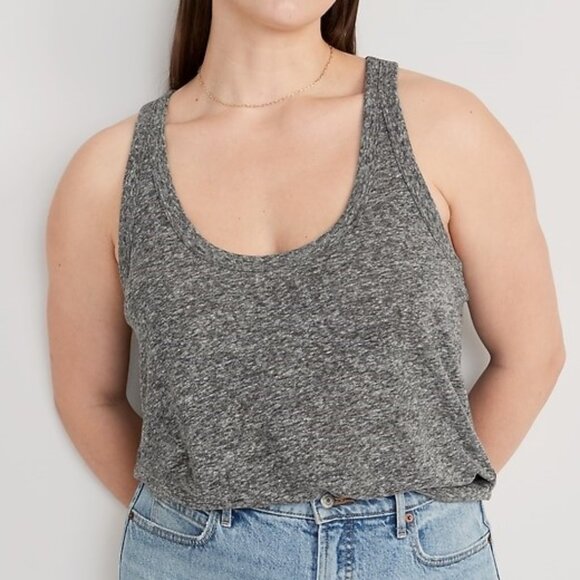 Old Navy EveryWear Linen Blend Tank Top Scoop Neck Sleeveless Gray Size XXL - Picture 1 of 5